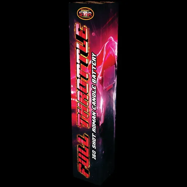 The box of Full Throttle 160 Shot Roman Candle Battery